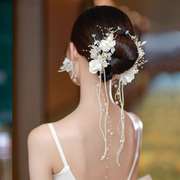 新娘森系高级感头花韩式甜美花朵发夹发带婚纱礼服写真拍照头饰品