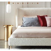 双人布艺床简约现代卧室，1.8m泰迪绒儿童床，轻奢北欧极简实木床