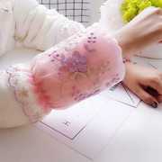 韩版成人双层蕾丝袖套女士秋冬羽绒服防脏袖筒短款学生时尚护袖头