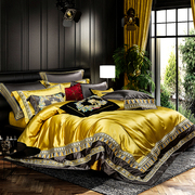 豪华别墅欧式床上用品四件套新中式，金色样板间床品宫廷风多件套