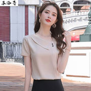苏洛寻(slx)夏季女装，短袖雪纺衫，上衣女洋气打底衫2021韩版