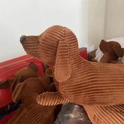 情侣棕色英国短腿腊肠狗抱枕，靠垫沙发情人节礼物毛绒玩具
