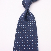 十厘米宽藏青色纯桑蚕丝公务传统男人深蓝色商务波点真丝正装领带