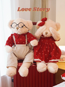 2023压床娃娃一对结婚礼物高档毛绒玩具泰迪熊玩偶婚房婚庆公仔送