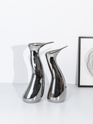 现代北欧玻璃创意花瓶摆件，样板房售楼处桌面，银色花器软装摆设饰品