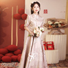 新娘敬酒服粉色，2024高级感夏季订婚礼服，裙女新中式结婚秀禾服