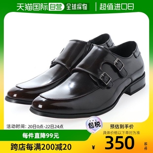 日本直邮Lassu&Friss男士皮鞋商务休闲搭扣德比正装尖头棕色