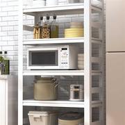 2023厨房置物架落地多层收纳架微波炉烤箱多功能橱柜家用白色带轮