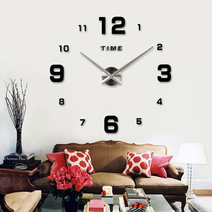 3d免打孔挂钟钟表立体北欧简约创意时钟，现代客厅装饰艺术静音挂表