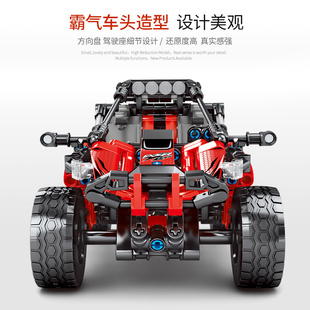 管架沙滩越野跑车积木中国拼图汽车模型拼装车模型成年高难度玩具