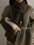 澳洲纯羊毛100%羊绒围巾2024时尚百搭冬季加厚保暖针织围脖女