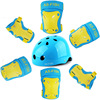 儿童轮滑护具套装女 滑冰旱冰护膝专业平衡骑车头盔全套蓝白 107