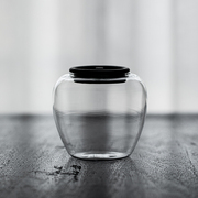 草木祠黑檀木盖茶叶罐玻璃茶仓密封罐储物罐透明玻璃干果罐子茶罐
