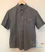 日本三阳burblacklabel老款折扣黑标小方格休闲短袖衬衫
