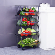 304不锈钢蔬菜置物架厨房落地多层放菜架子果蔬水果菜篮子收纳筐