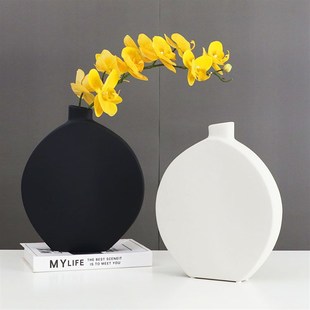 新中式摆件圆形陶瓷花瓶，样板z间室内软装艺术品摆件客厅摆设