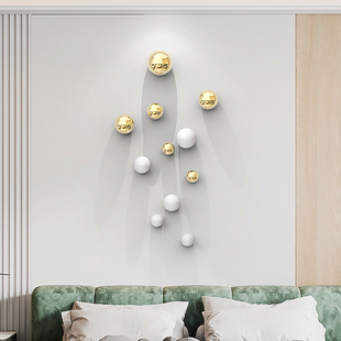 北欧仿不锈钢圆球艺术装饰客厅，墙上家居饰品，酒店商业空间店铺壁挂