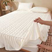 A类夹棉床裙床笠二合一单件床罩带裙边床垫防尘保护罩枕套三件套