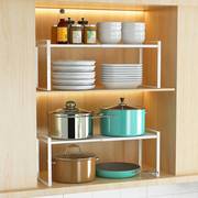 厨房置物架可伸缩橱柜内隔板，分层架台面，柜子调料收纳架子放锅具碗