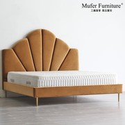 慕妃高端定制家具中古轻奢现代vintage布艺床简约美式双人床1.8米