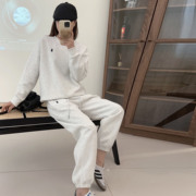 春秋棉质卫衣运动服套装女小马标刺绣减龄小个子插肩学生两件套潮