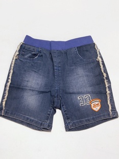特步童装夏季儿童牛仔裤男童短裤 热裤蓝色弹力可开档质量好