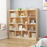儿童书架实木置物架落地书柜，简易收纳组合格子柜，学生卧室书橱定制