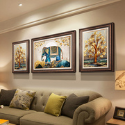 美式客厅装饰画沙发背景墙，挂画招财轻奢墙画发财树新中式壁画大象