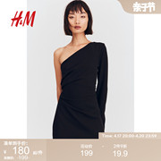 hm女装连衣裙夏季时尚，简约气质弹力单肩紧身短裙1206463