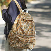 美式书包女初中高中大学生小碎花双肩包 日系ins轻便小众设计背包