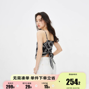 新绫致only2024夏季时尚辣妹修身绑带，吊带短款雪纺衫女