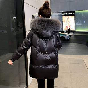 羽绒服女2023韩版大毛领黑色小个子短款加厚冬季时尚宽松外套