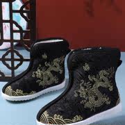 汉服鞋子男童冬老北京儿童布鞋男宝古风手工童鞋冬季加绒棉鞋靴!