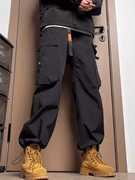 探路者美式大口袋工装裤男春秋搭配大黄，马丁靴搭配的裤子机能伞兵