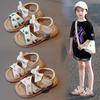 女童凉鞋儿童公主，鞋子2024夏季女孩，洋气蝴蝶结宝宝软底沙滩鞋