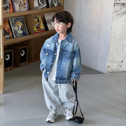 儿童牛仔褂外套春装，2024韩版中小童男童宝宝，孩子洋气外套春秋
