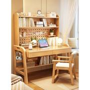 书桌书架一体可升降实木写字桌，简约家用卧室，电脑桌床头儿童学习桌