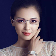 日本CoopKoop超轻无框近视眼镜女高清钻石切边眼镜女平光