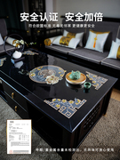 新中式pvc餐桌垫苏绣桌布，防水防油免洗软，玻璃茶几台布蕾丝水晶板
