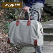 Troop手提包大容量帆布包旅行李袋配皮单肩斜跨休闲英伦大手提包
