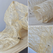 立体鸟巢镂空木纹编织乱网竹条改造软木材木屑重肌理设计创意布料