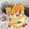 秋天蛋糕小兔子蛋糕装饰摆件枫叶小蘑菇，萝卜兔火车兔女孩生日r