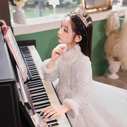 连衣裙女公主秋冬小主持人裙子童裙冬季加绒高端钢琴演出儿童礼服