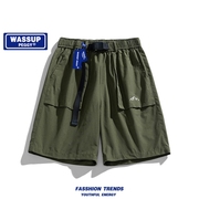 WASSUP PEGGY军绿色工装短裤男款夏季冰丝速干美式机能潮牌五分裤
