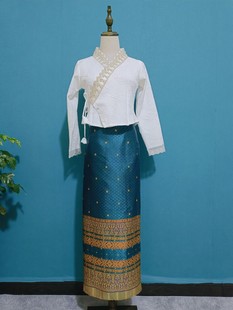 傣泰民族服装泰国傣锦缎裙，绣花女装上衣筒裙套装日常