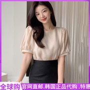 公主范衬衫(范衬衫，)雪纺泡泡短袖韩国2023年夏季套头圆领白色上衣