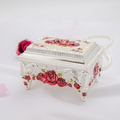 锌合金浮雕玫瑰首饰盒欧式时尚珠宝盒金属饰品盒手饰收纳盒整理盒