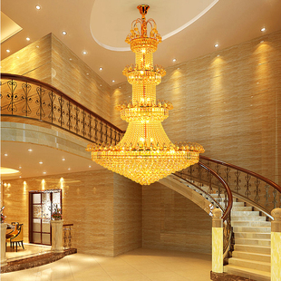 豪华水晶吊灯大气别墅，复式客厅灯，现代简约中空楼梯吊灯欧式灯具新