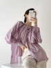 万太太(万太太)紫色衬衫，女夏设计感小众法式上衣，甜美气质别致高级感防晒衫