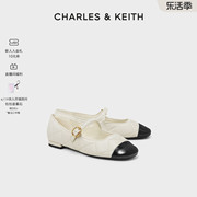 charles&keith春夏女鞋ck1-70900405菱格平底小香风玛丽珍鞋单鞋